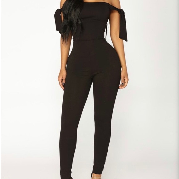 Fashion Nova Pants - Black off the shoulder jumpsuit